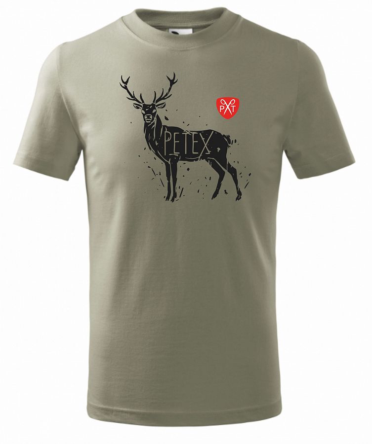Dětské tričko myslivecké s jelenem PXT CREATIVE 138 světlá khaki